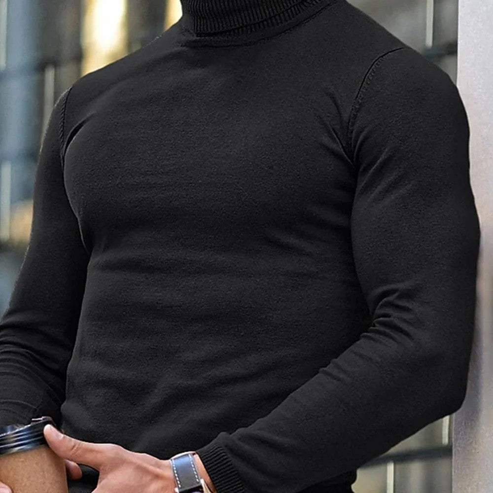 Kaven - Men's Turtleneck Jumper Fine Knit Slim