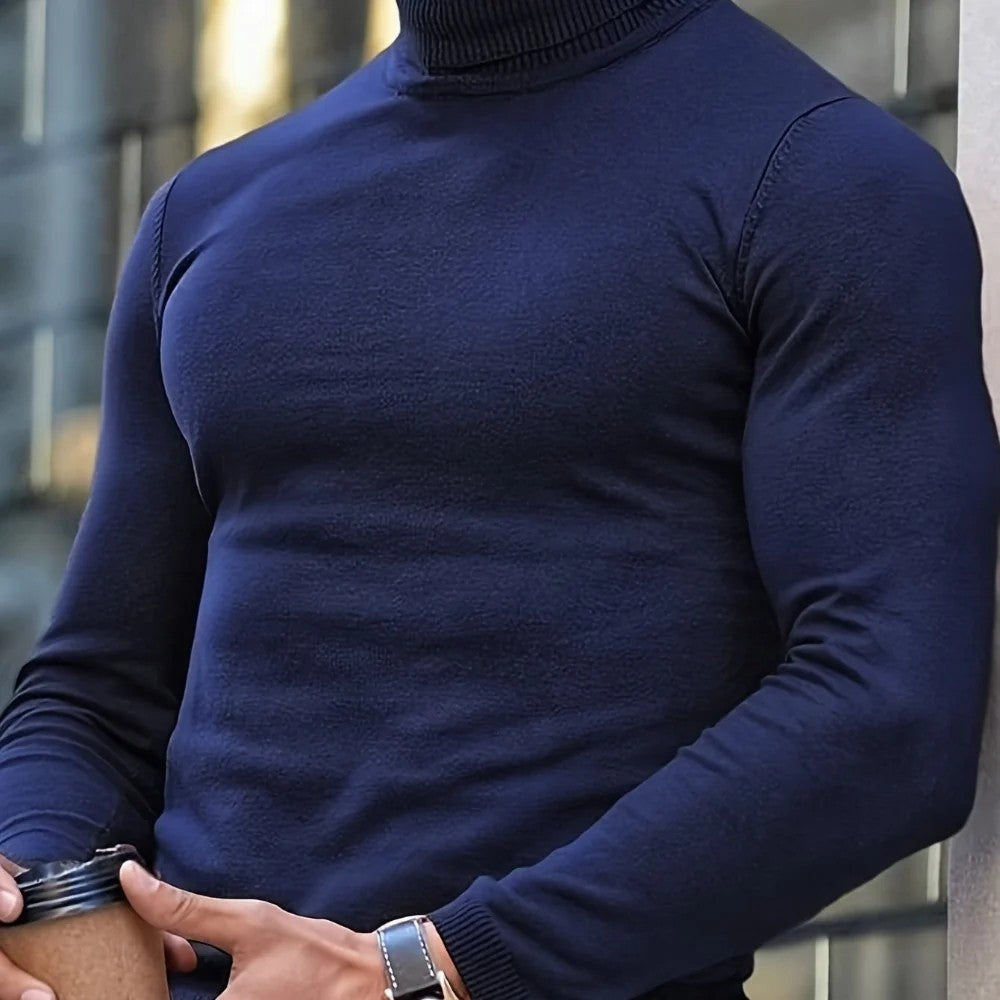 Kaven - Men's Turtleneck Jumper Fine Knit Slim