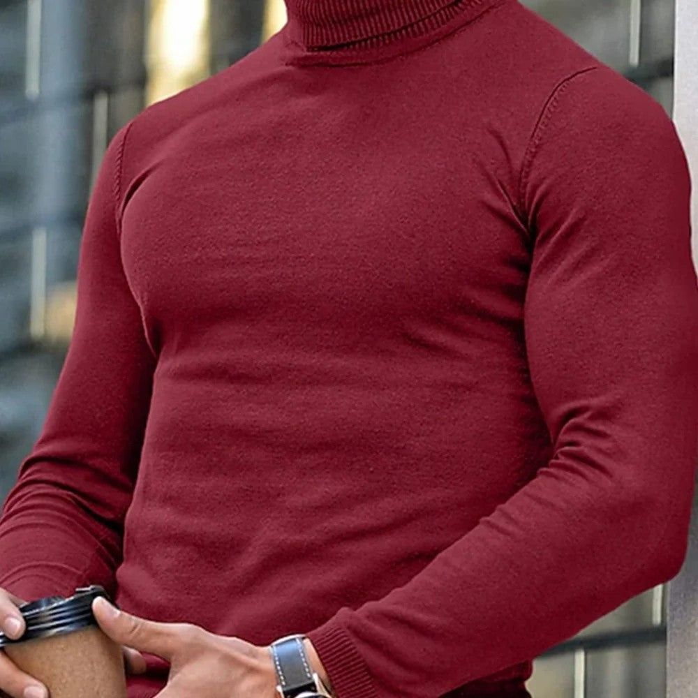 Kaven - Men's Turtleneck Jumper Fine Knit Slim