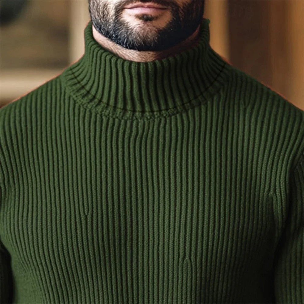 Kaven - Men's Turtleneck Jumper Heavy Ribbed Knit