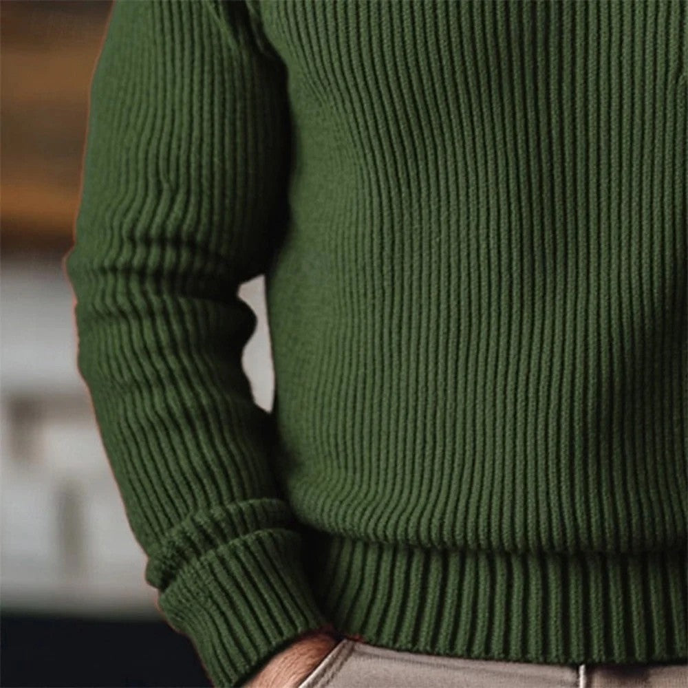 Kaven - Men's Turtleneck Jumper Heavy Ribbed Knit