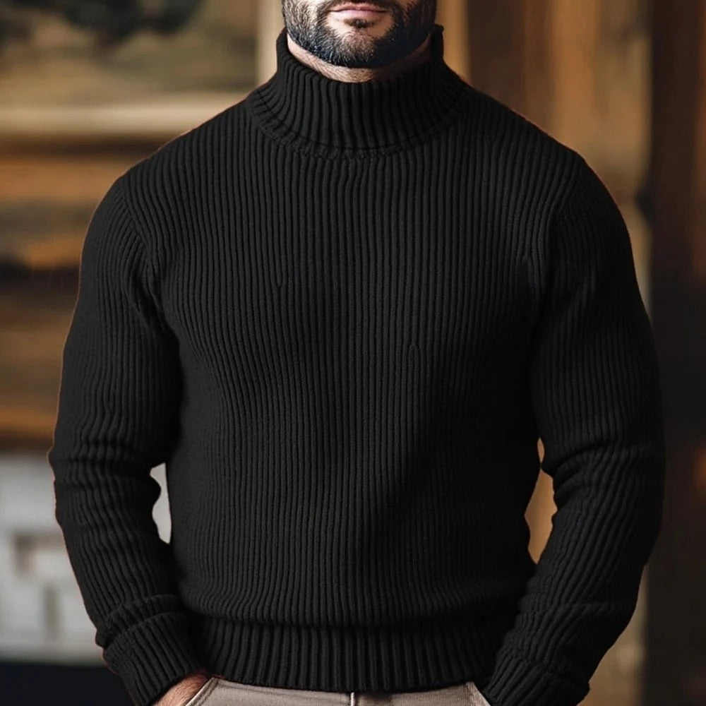 Kaven - Men's Turtleneck Jumper Heavy Ribbed Knit