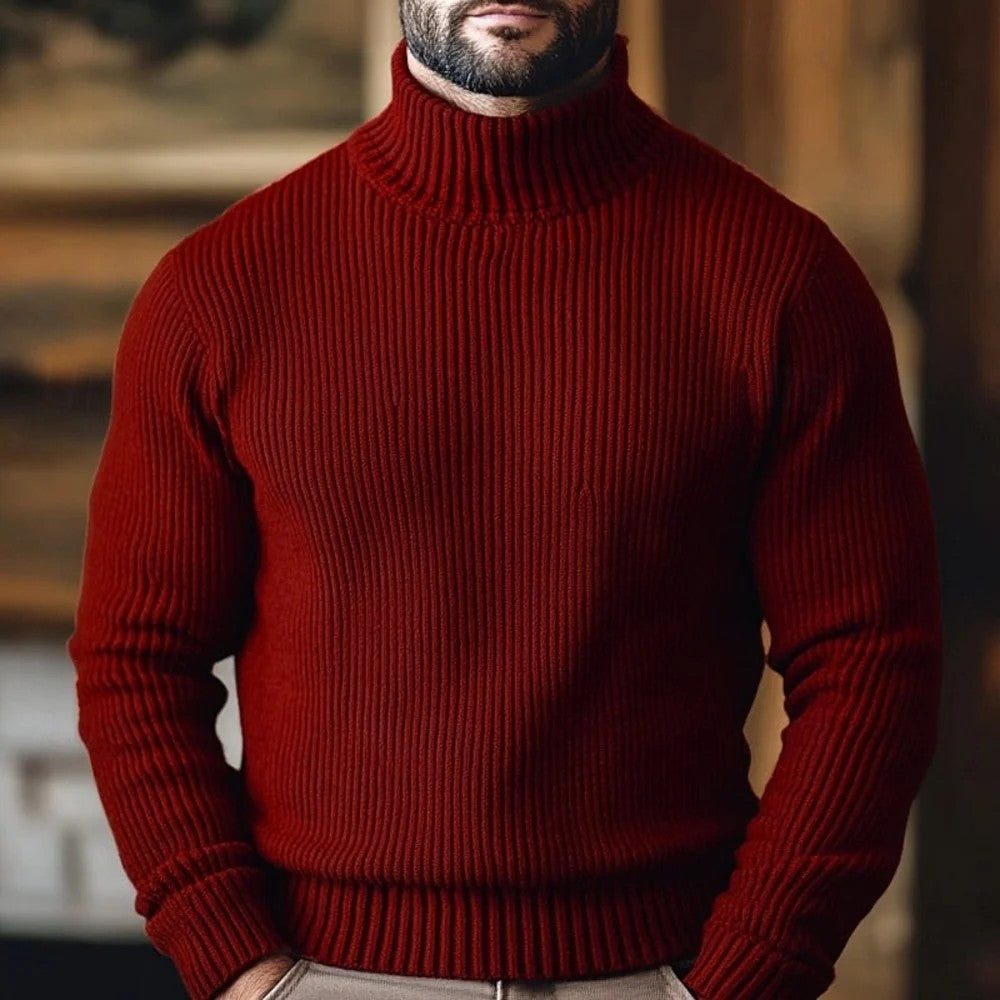 Kaven - Men's Turtleneck Jumper Heavy Ribbed Knit