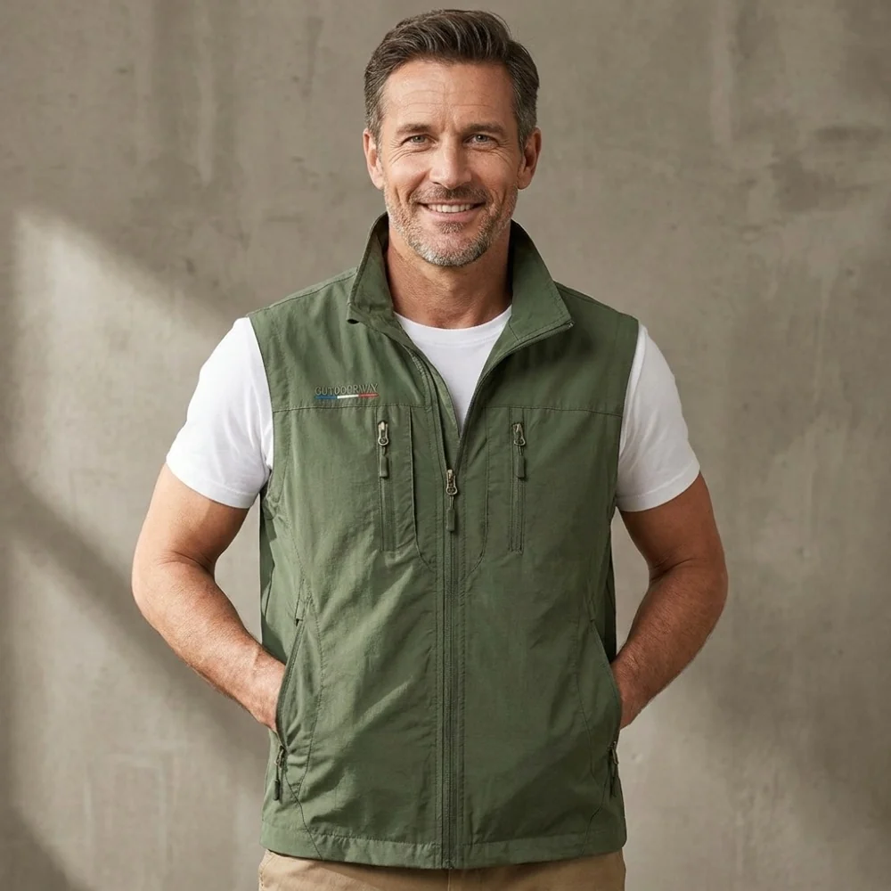 Kaven - Men's Utility Vest Multi Pocket Zip Front Lightweight
