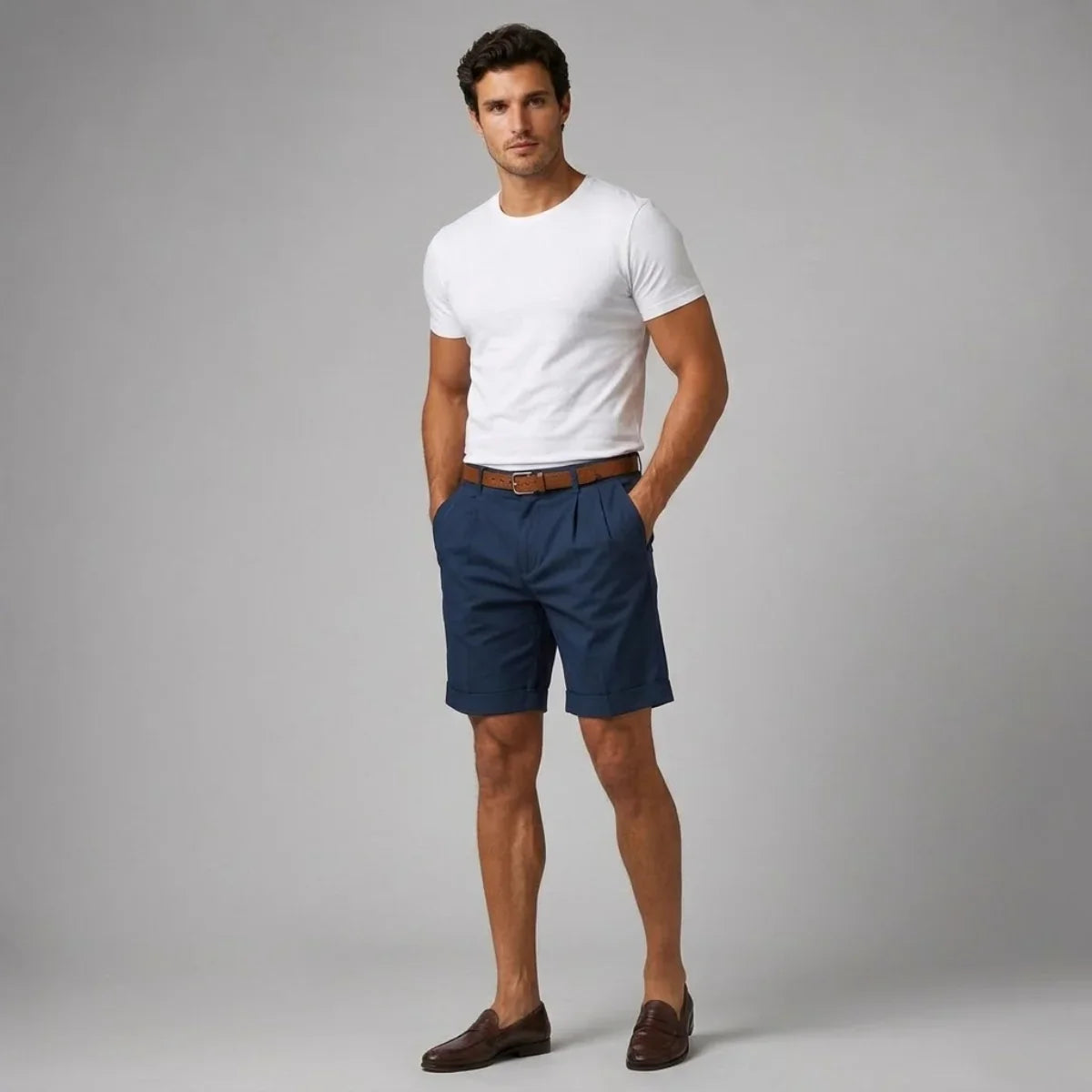 Kaven Pleated Linen Shorts - Blue