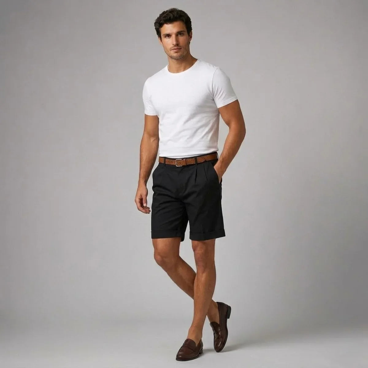 Kaven Pleated Linen Shorts - Black