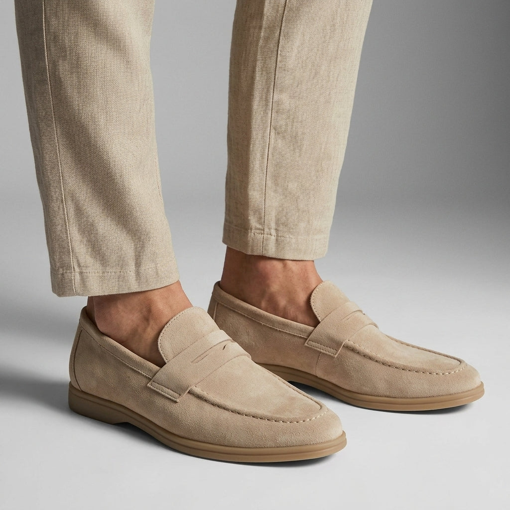 Suede Penny Loafers - on model
