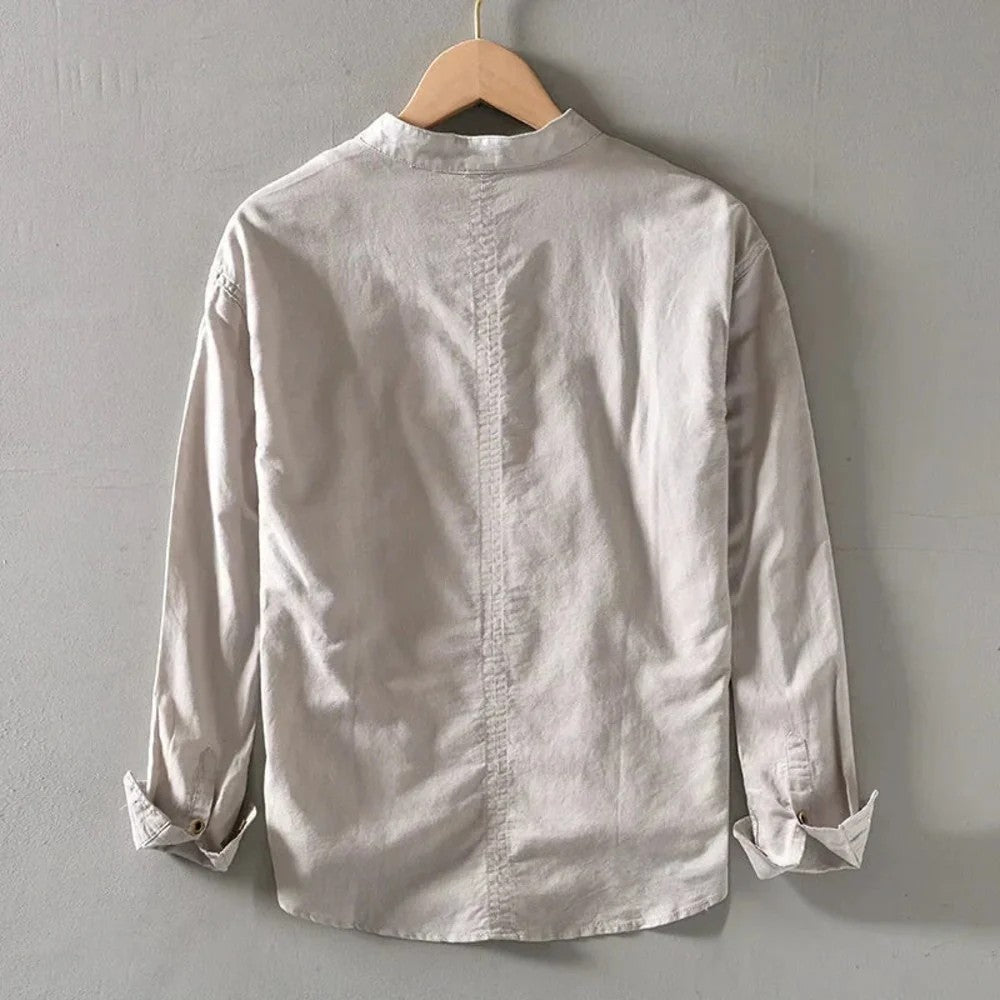 Kaven - Men's Linen Shirt Minimalist Relaxed Fit Long Sleeve