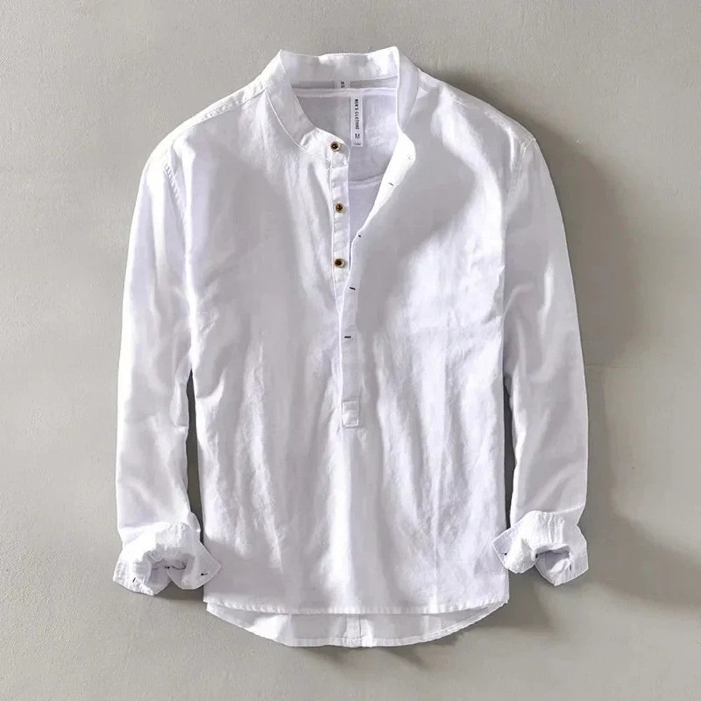 Kaven - Men's Linen Shirt Minimalist Relaxed Fit Long Sleeve