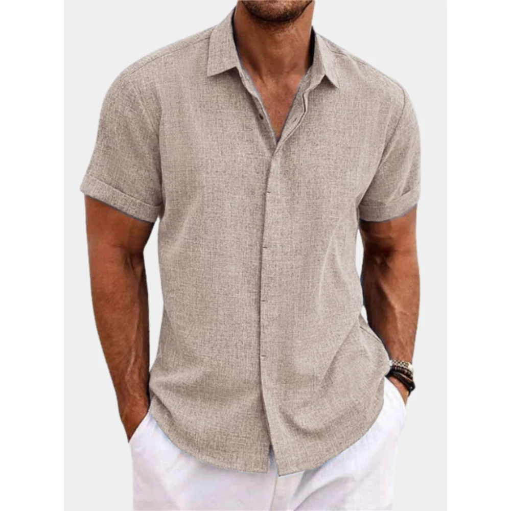 Kaven - Men's Linen Shirt Short Sleeve Relaxed Fit Summer
