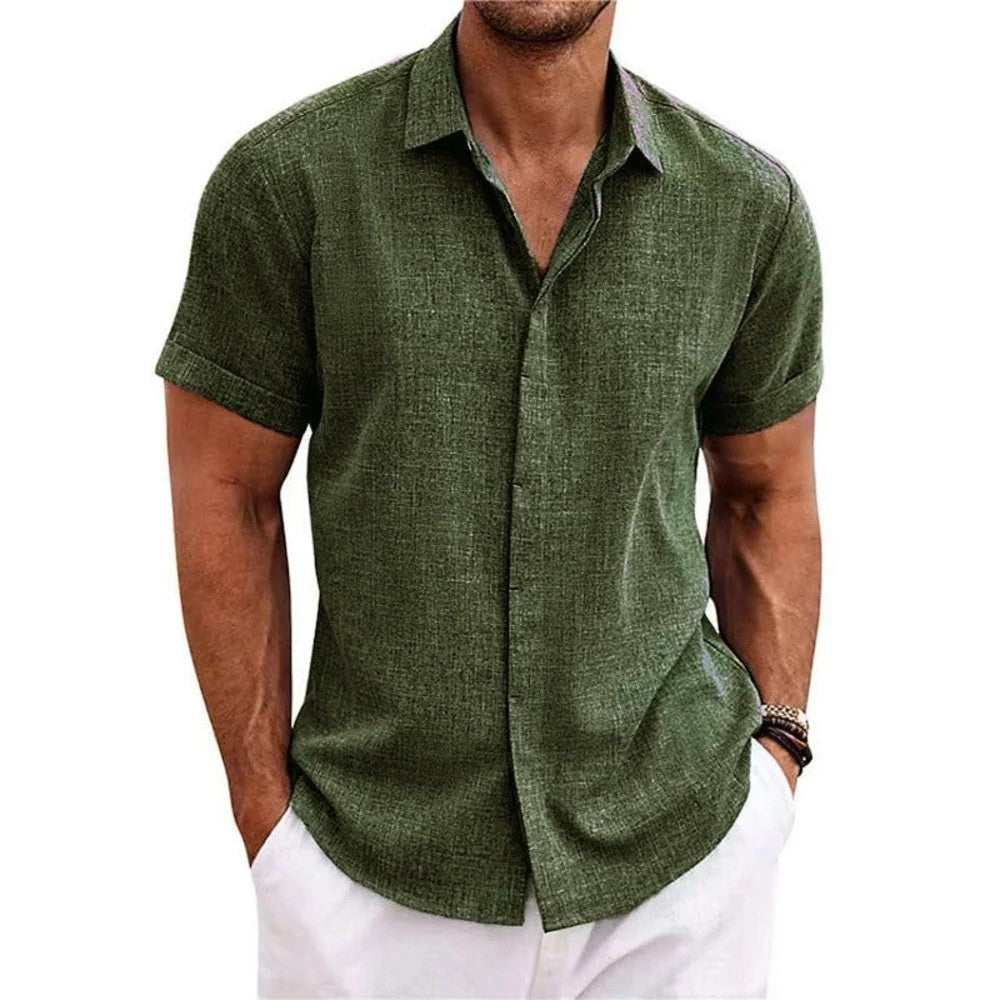 Kaven - Men's Linen Shirt Short Sleeve Relaxed Fit Summer