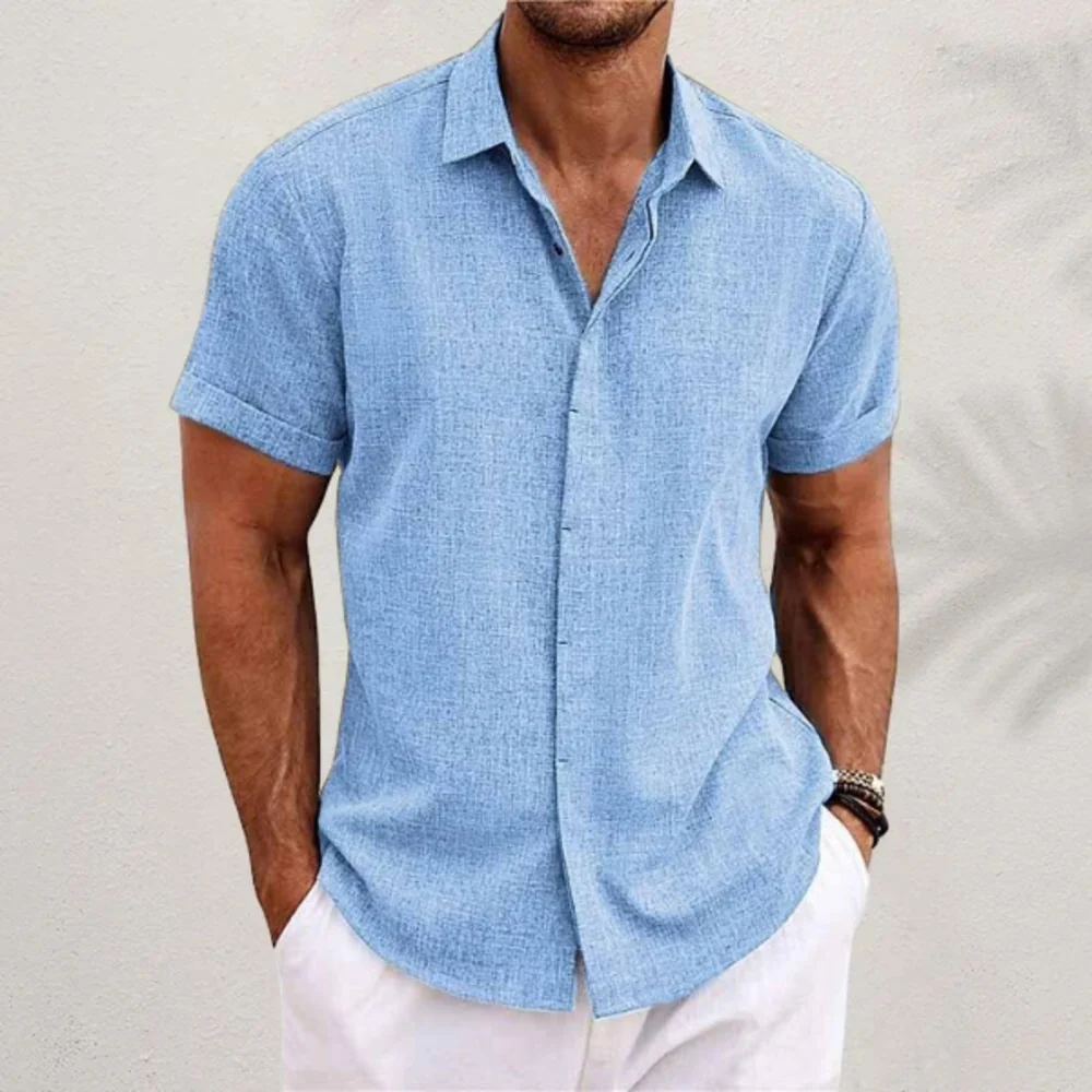 Kaven - Men's Linen Shirt Short Sleeve Relaxed Fit Summer