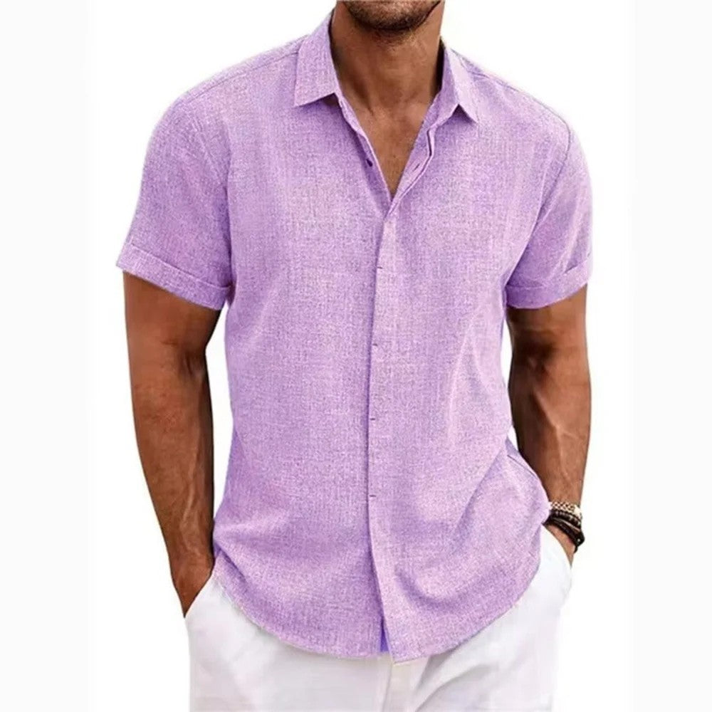 Kaven - Men's Linen Shirt Short Sleeve Relaxed Fit Summer