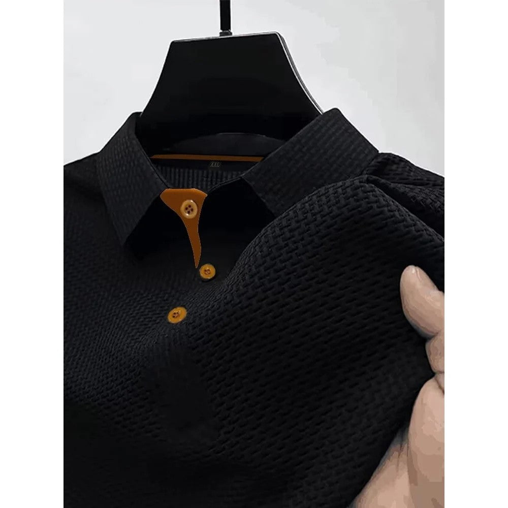 Kaven - Men's Polo Shirt Breathable Knit Short Sleeve Contrast Placket
