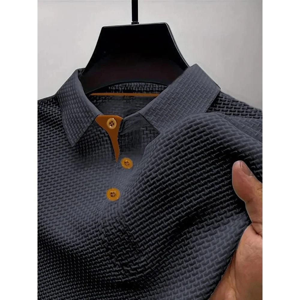 Kaven - Men's Polo Shirt Breathable Knit Short Sleeve Contrast Placket