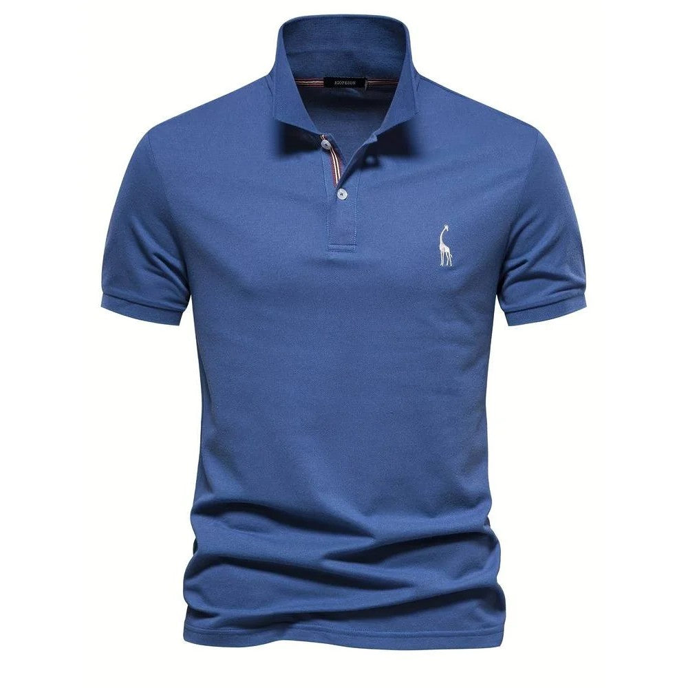 Kaven - Men's Polo Shirt Short Sleeve Embroidered Detail Two-Button