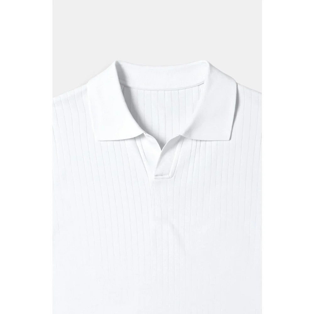 Kaven - Men's Polo Shirt Short Sleeve Ribbed Knit Open Collar