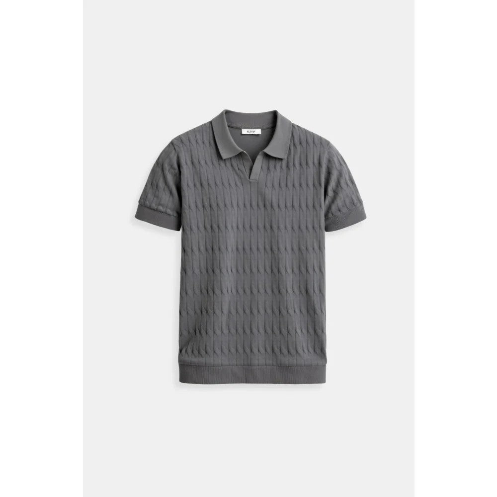 Kaven - Men's Polo Shirt Short Sleeve Textured Knit Geometric Pattern