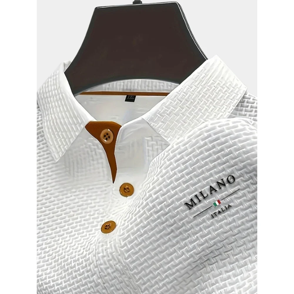 Kaven - Men's Polo Shirt Textured Knit Short Sleeve Ribbed Collar