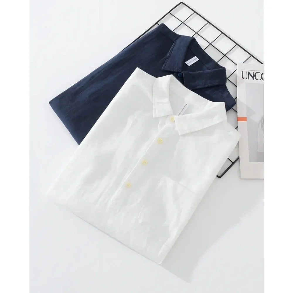 Kaven - Men's Popover Shirt Cotton Linen Relaxed Oversized Fit