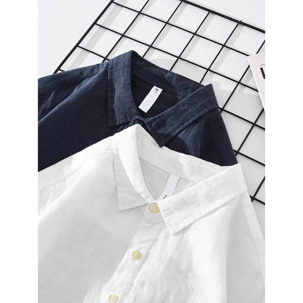 Kaven - Men's Popover Shirt Cotton Linen Relaxed Oversized Fit