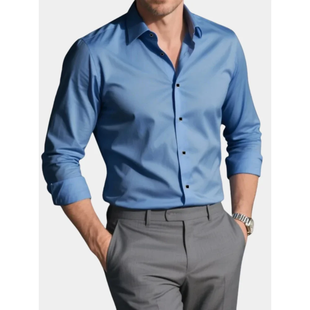 Kaven - Men's Slim Fit Shirt Long Sleeve Button-Down Sharp Collar