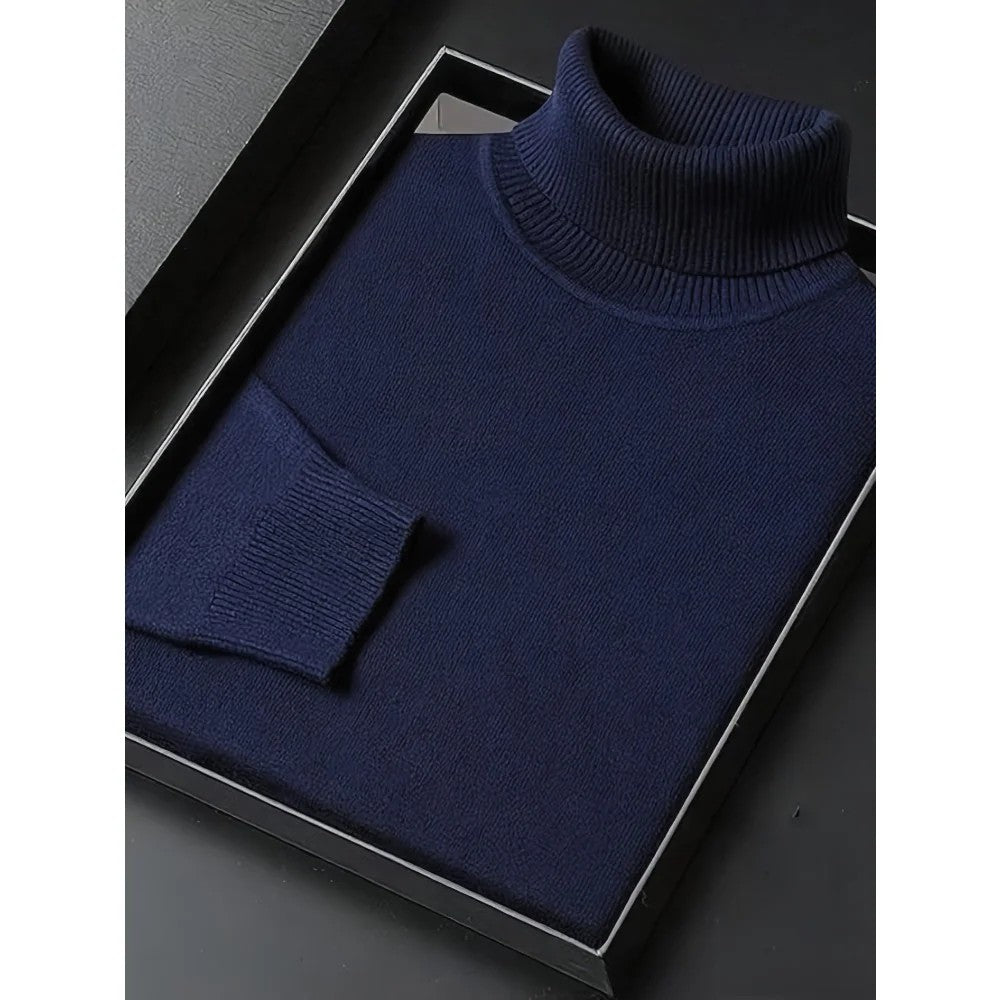 Kaven - Men's Turtleneck Jumper Fine Knit Slim
