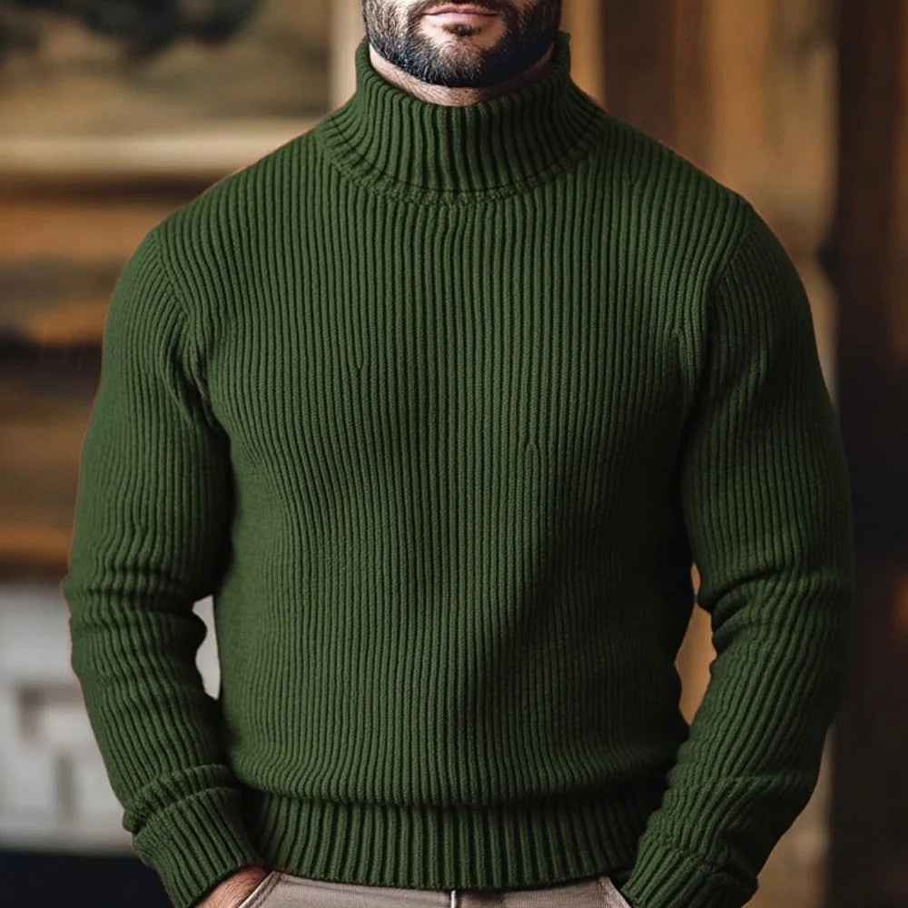 Kaven - Men's Turtleneck Jumper Heavy Ribbed Knit