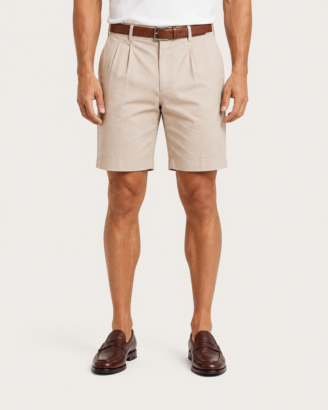 Kaven Pleated Linen Shorts - on model