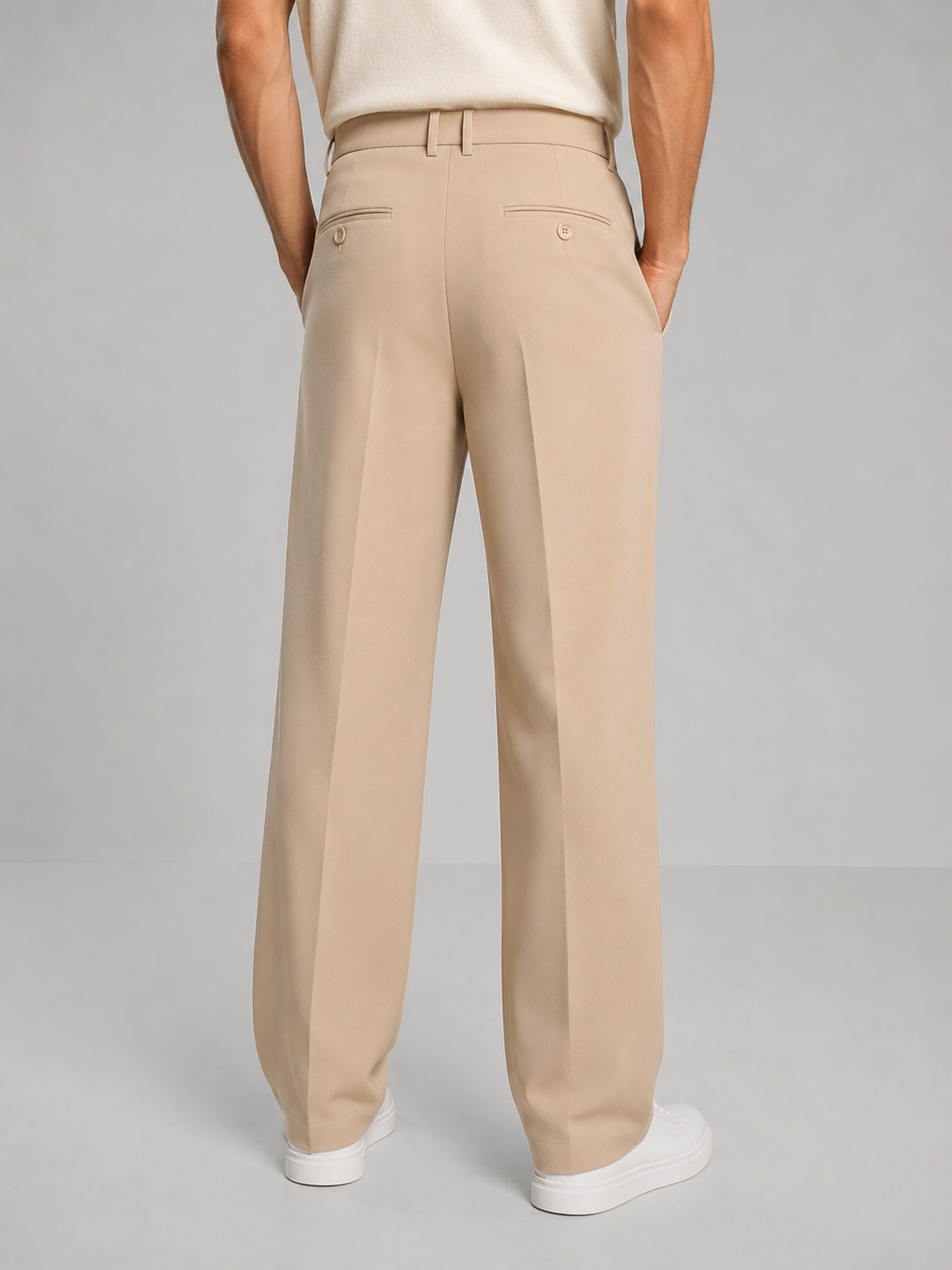 Kaven Pleated Straight Leg Pants - on model