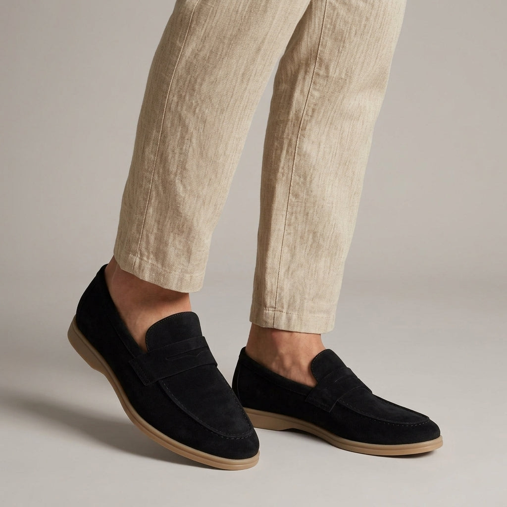 Suede Penny Loafers - Black